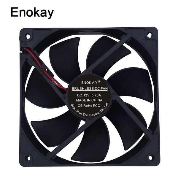 1pc Enokay 12025 120mm DC cooling fan for computer, 12cm exhaust fan DC 12v 2400RPM quiet fan cooler