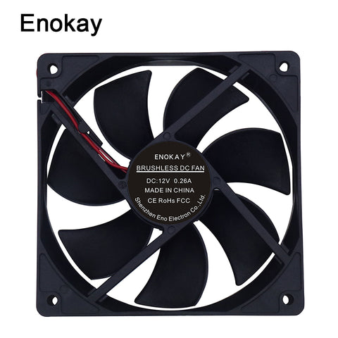 1pc Enokay 12025 120mm DC cooling fan for computer, 12cm exhaust fan DC 12v 2400RPM quiet fan cooler