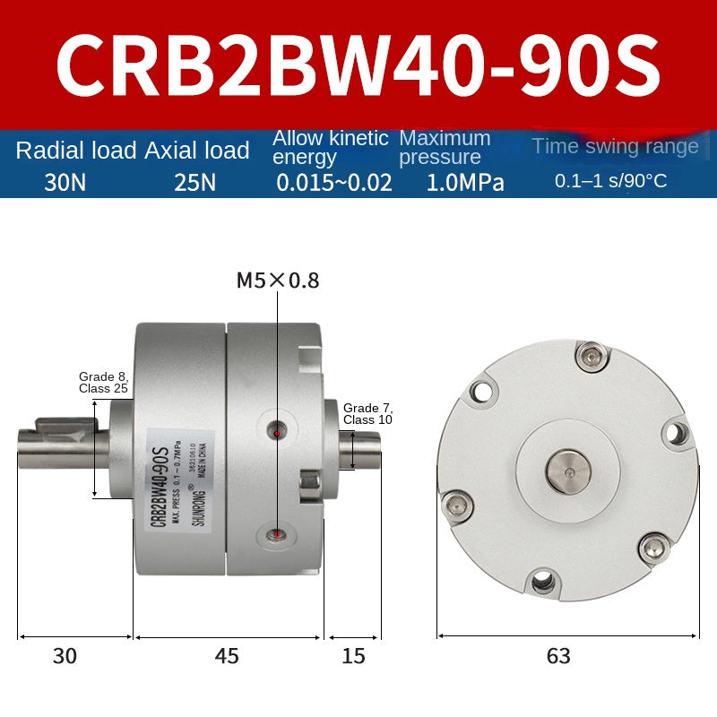 Blade Type Swing Rotary Cylinder CRB1BW50-90S Degree CRB2BW15/20/30/90S/180S/270S