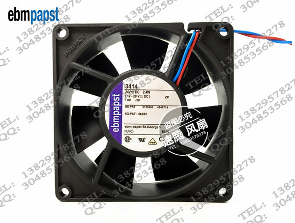 3414 24VDC 2.4W original ebm 92 * 92 * 25MM high-end equipment axial fan