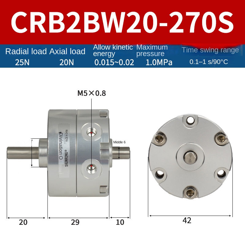 Blade Type Swing Rotary Cylinder CRB1BW50-90S Degree CRB2BW15/20/30/90S/180S/270S