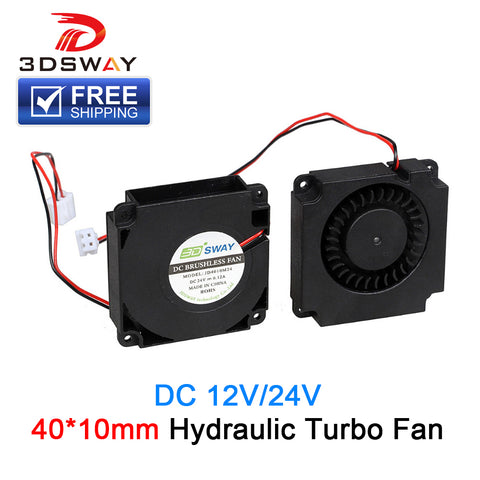 3DSWAY 3D Printer Fan 12V 24V 40*10mm Hydraulic Bearing Blow Radial Cooling Fan Turbo Fan with XH2.54-2P Wire for 3D Printer Kit