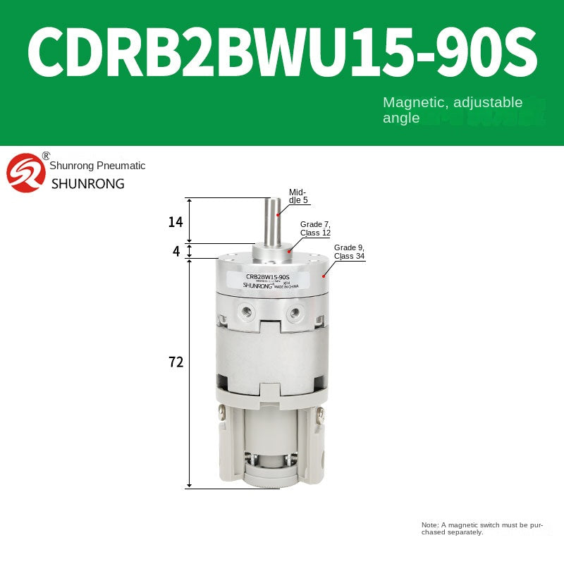 Blade Type Swing Rotary Cylinder CRB1BW50-90S Degree CRB2BW15/20/30/90S/180S/270S