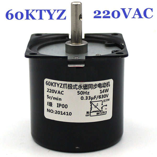 60KTYZ Gear Motor 2.5 -60RPM Low Noise Gearbox Electric Motor Barbecue High Torque Low Speed 220v Synchronous AC Motor