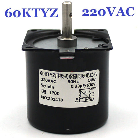 60KTYZ Gear Motor 2.5 -60RPM Low Noise Gearbox Electric Motor Barbecue High Torque Low Speed 220v Synchronous AC Motor