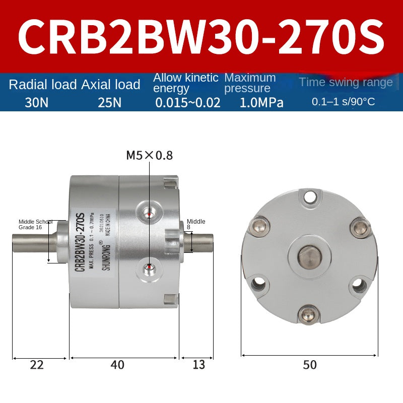 Blade Type Swing Rotary Cylinder CRB1BW50-90S Degree CRB2BW15/20/30/90S/180S/270S