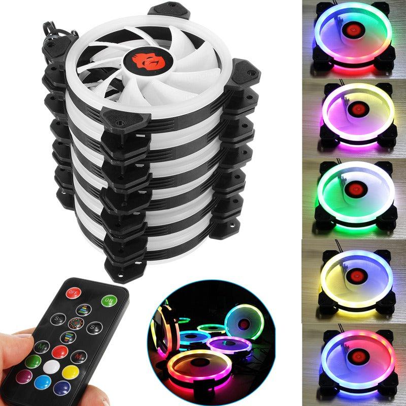 6pcs Computer Case PC Cooling Fan RGB Adjust LED 120mm Quiet + IR Remote New computer Cooler Cooling RGB Case Fan For CPU