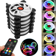 6pcs Computer Case PC Cooling Fan RGB Adjust LED 120mm Quiet + IR Remote New computer Cooler Cooling RGB Case Fan For CPU