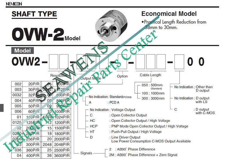 Rotary Encoder OVW2-06-2MHT-10-20-01 HES-1024-2MD 25-036-2MHC P