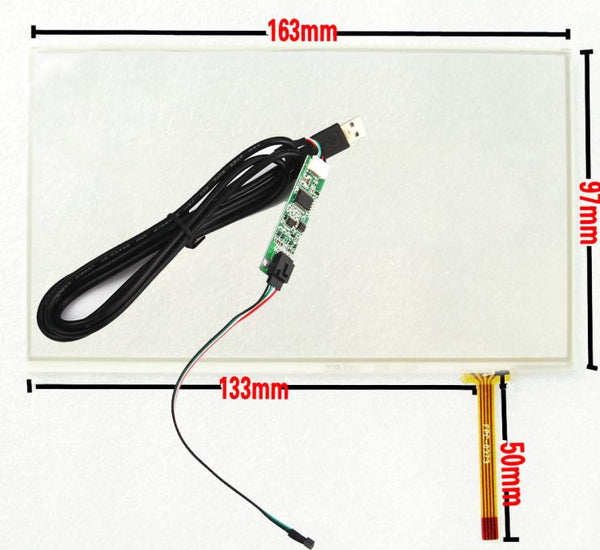 USB Controller Kit+7" 163*97mm 163*97mm Univeral 4 Wire Resistive Size: 163x97mm 163mm*98mm Touch Panel Digitizer, FAST SHIPPING