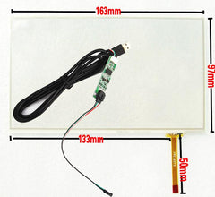 USB Controller Kit+7" 163*97mm 163*97mm Univeral 4 Wire Resistive Size: 163x97mm 163mm*98mm Touch Panel Digitizer, FAST SHIPPING