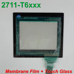 ALLEN BRADLEY 2711-T6C PANELVIEW 600 TOUCH SCREEN WITH GLASS REPLACEMENT COVER 2711-T6C OVERLAY, HAVE IN STOCK