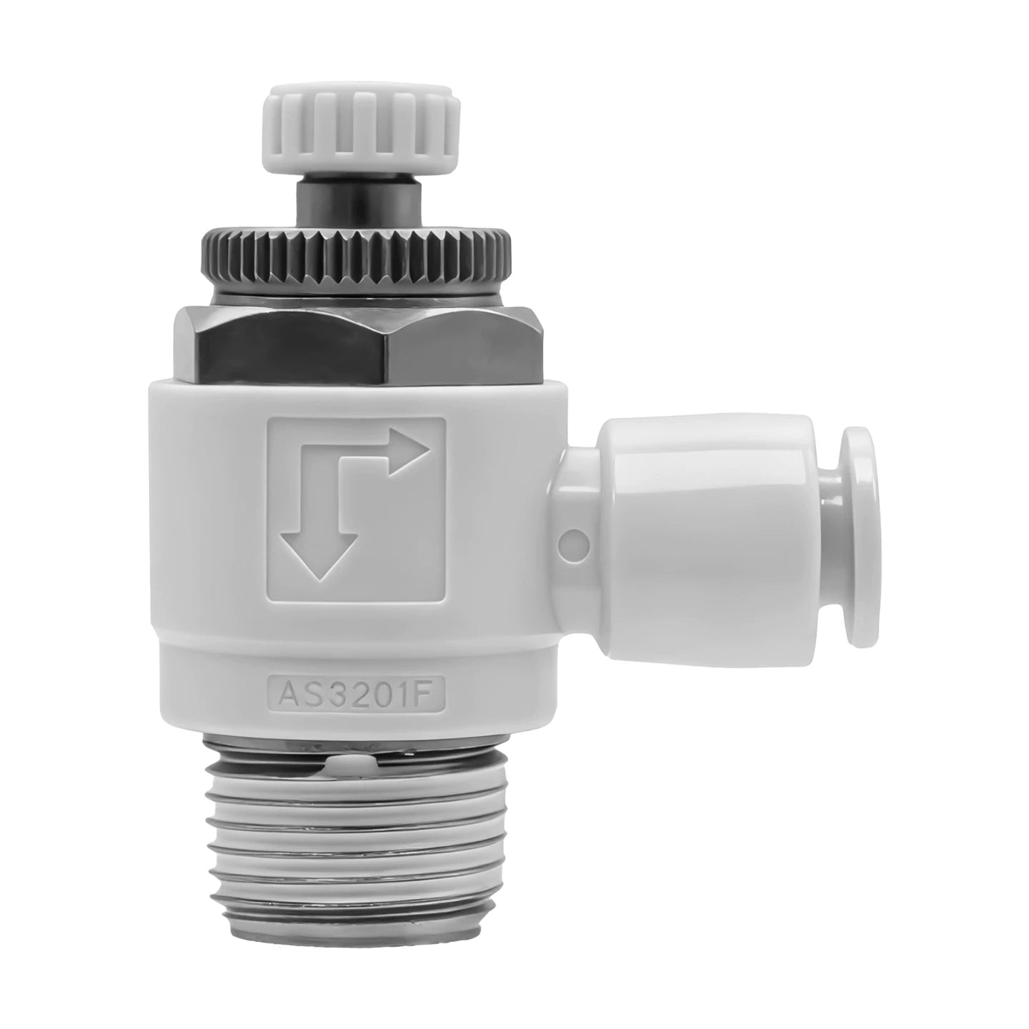 SMC Type AS1201F-01-06 Pneumatic Speed Control Valve, Mini Micro Cylinder Connector, 1/8" Male Thread, 6mm Push‑in Tube, Meter‑Out Throttle Valve
