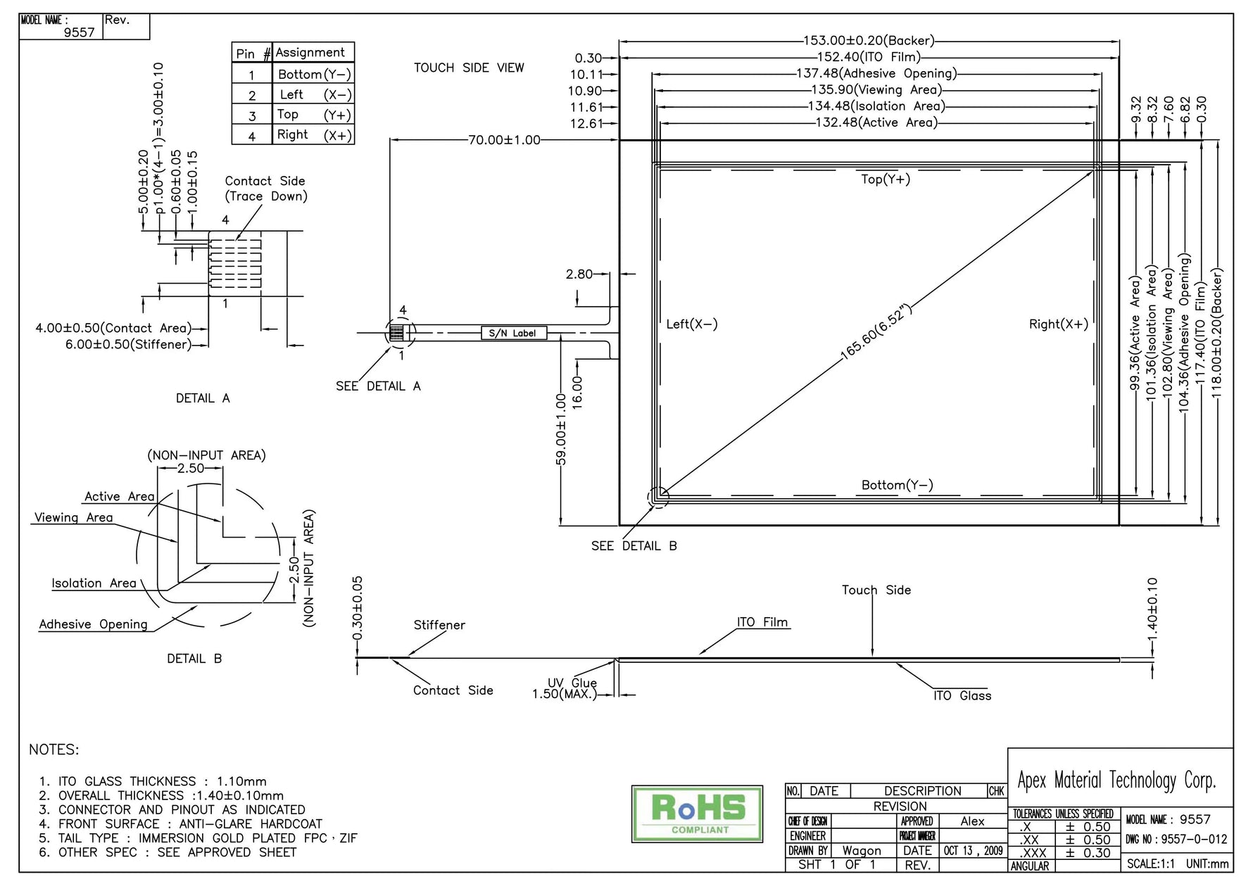 In stock! Brand new original AMT9557 91-09557-000 Taiwan AMT4 line touch screen 6.5 inch