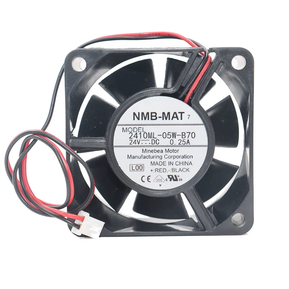 Original Schneider VFD Cooling Fan NMB 2410ML-05W-B70 24V 0.25A 60x60x25mm DC Axial Fan for Variable Frequency Drive Inverter Replacement