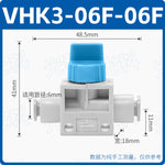 SMC Type VHK2-04F-04F 2‑Way 3‑Way Manual Pneumatic Valve, Push‑In Quick‑Connect Hand‑Operated Exhaust Valve