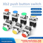 XB2 Series 22mm Push Button Switch, Self‑Reset Momentary / Knob Selector / Emergency Stop, BA31 (Green 1NO) / BA42 (Red 1NC) / BD21 (2‑Position Knob) / BS542 (Mushroom Head E‑Stop), IP65 Industrial Control Switch