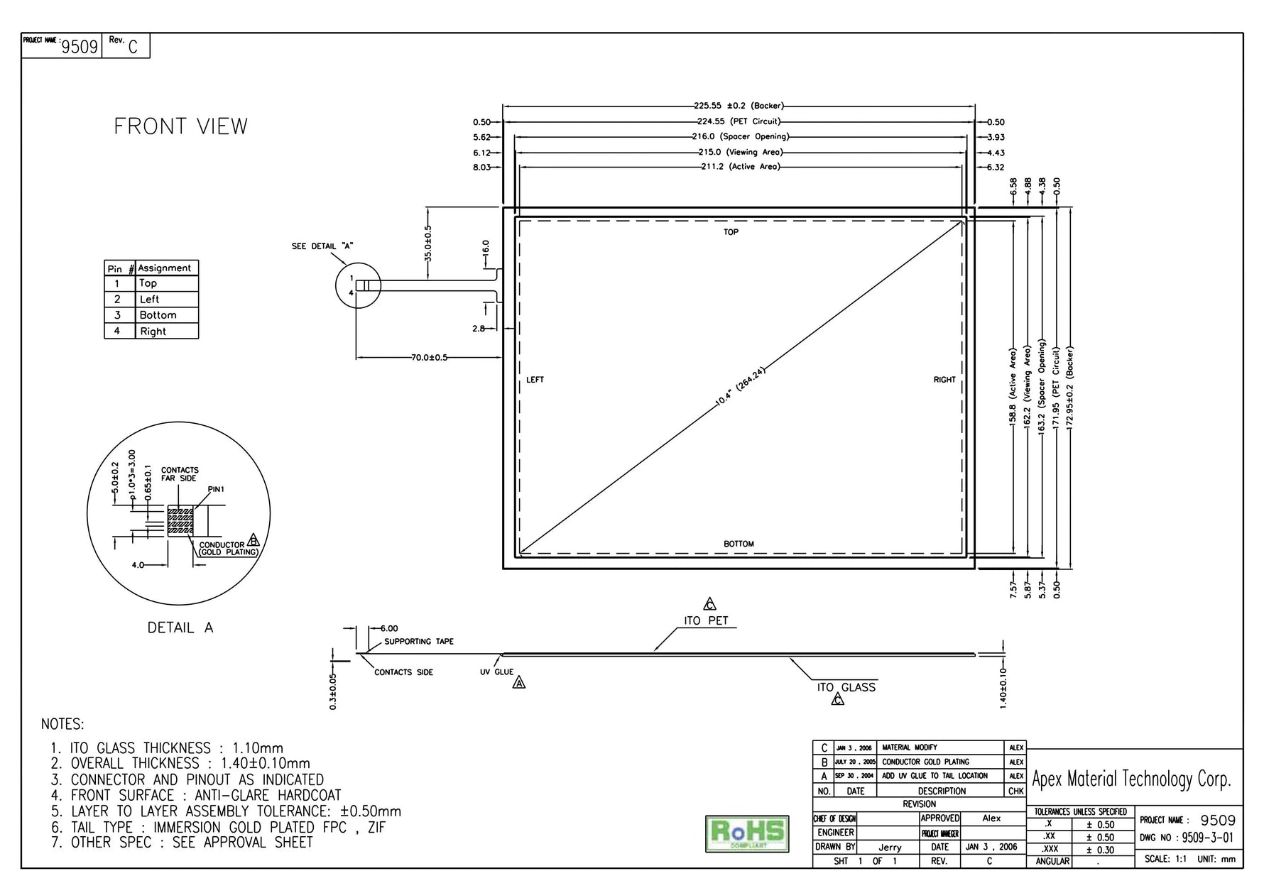 In stock! Brand new original AMT9509 91-09509-00C Taiwan AMT4 line touch screen 10.4 inch