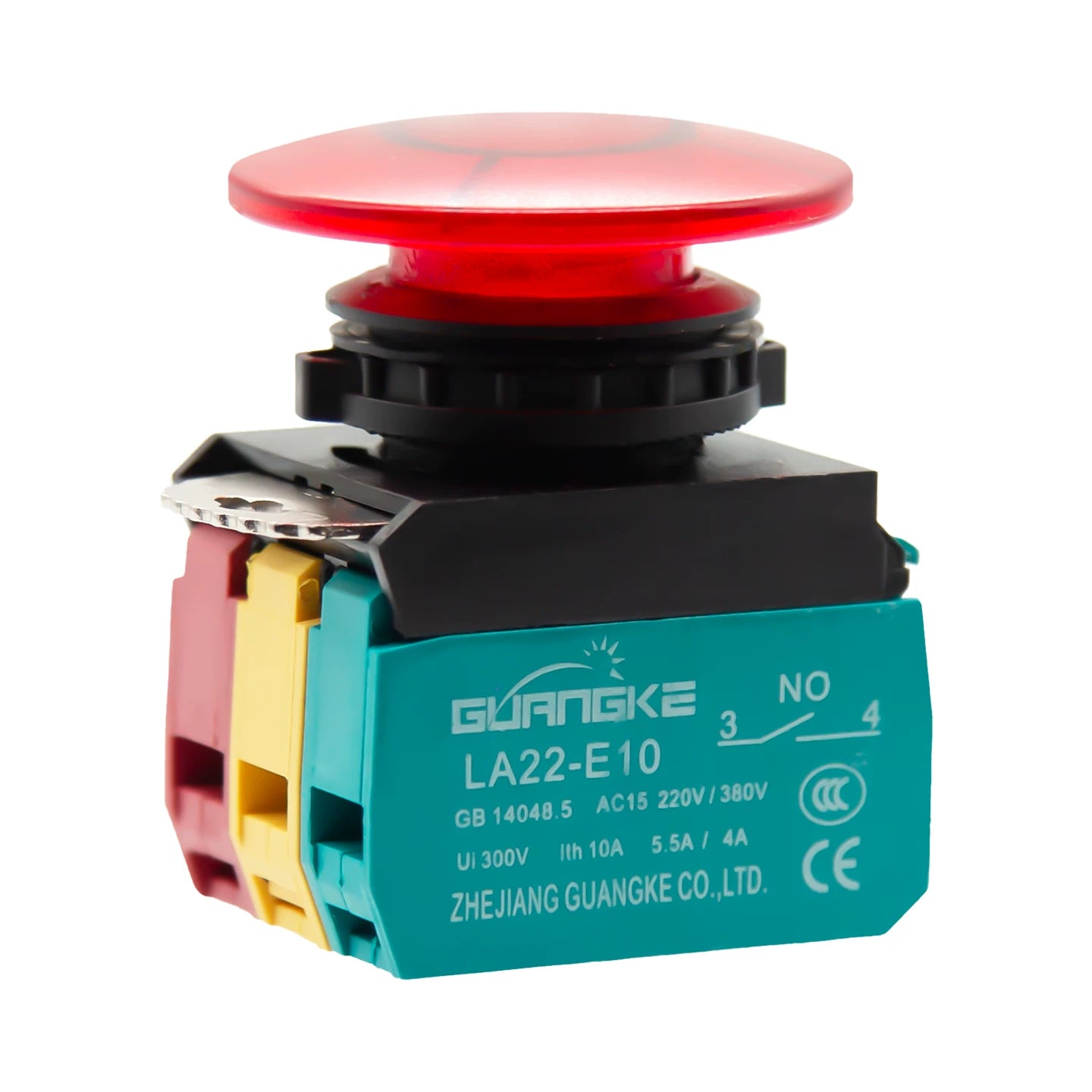 22mm Mushroom Head IP67 Waterproof Self‑Reset Push Button Switch, Red/Green Power Start/Stop Control