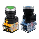 LA38-11BN 22mm Panel Mount Push Button Switch, Self Reset Momentary / Self Lock Latching Available, Illuminated LED Waterproof Start Stop Control Button for Industrial CNC Automation Equipment