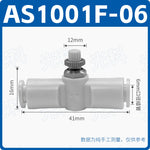 SMC Type J-AS1001F-06 Straight‑Through In‑Line Pneumatic Speed Control Valve, Push‑In Quick‑Plug Air Flow Regulator Throttle Valve