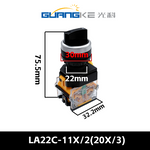 22mm Mounting Hole Knob Switch LA38-11X/2, 2‑Position Self‑Locking / 3‑Position Self‑Reset, Key Knob with LED Indicator, 1NO+1NC Contacts, Industrial Start Switch
