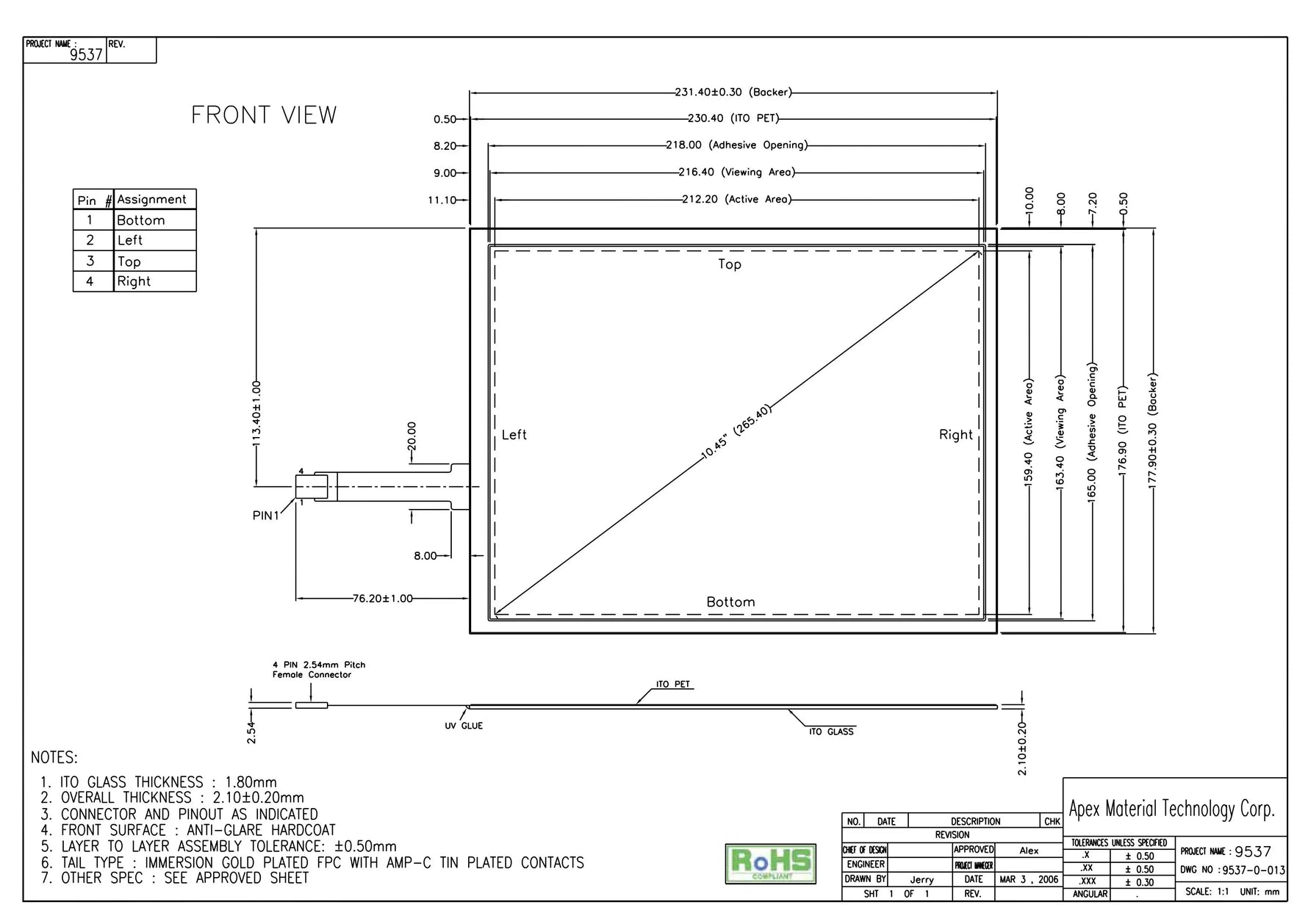 In stock! Brand new original AMT9537 91-09537-000 Taiwan AMT4 line touch screen 10.4 inch