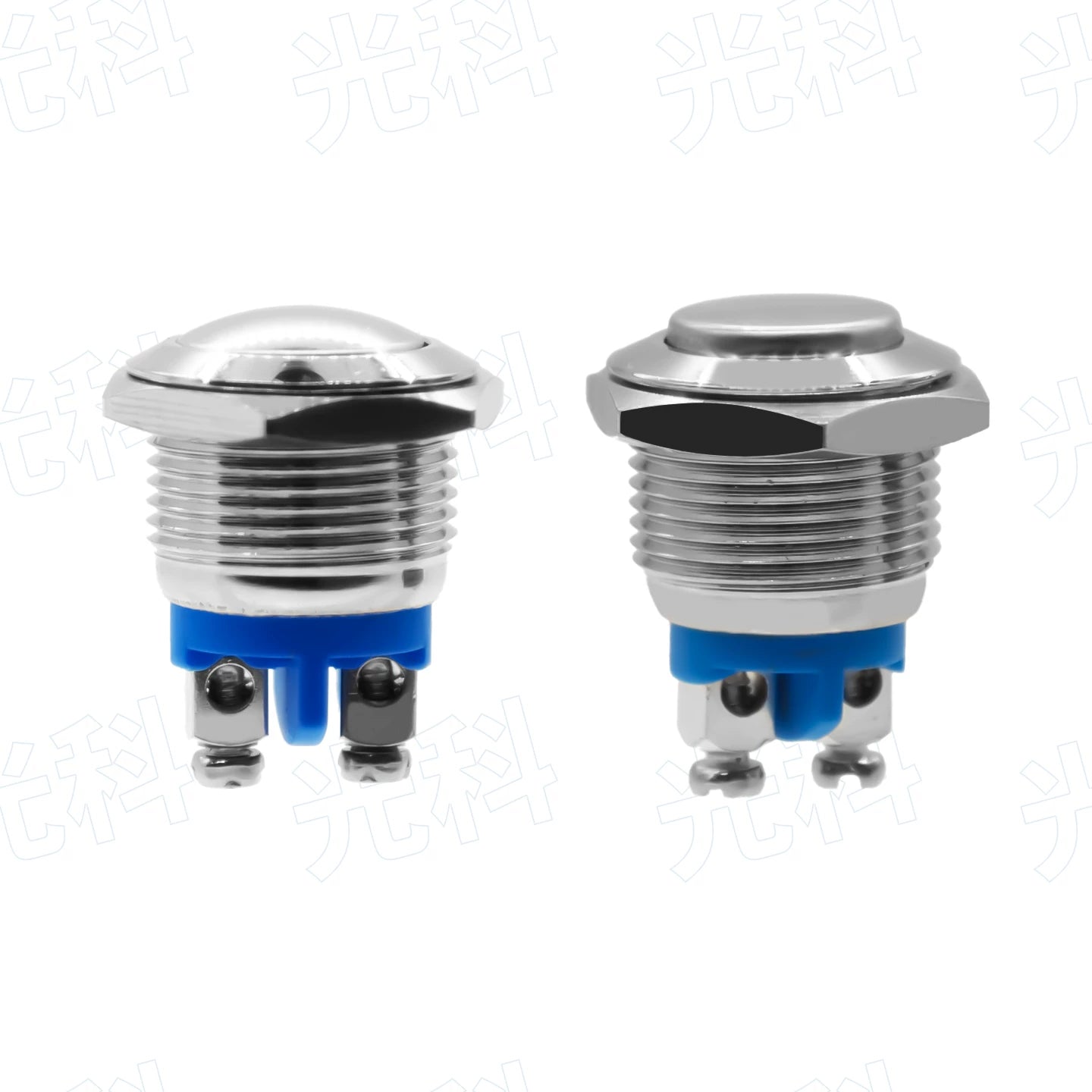 16mm Stainless Steel Self Reset Push Button Switch, Normally Open NO, Convex / Flat / Spherical Round Head, IP65 Waterproof Metal Momentary Switch for Car Horn Modification, Automotive & Industrial Control