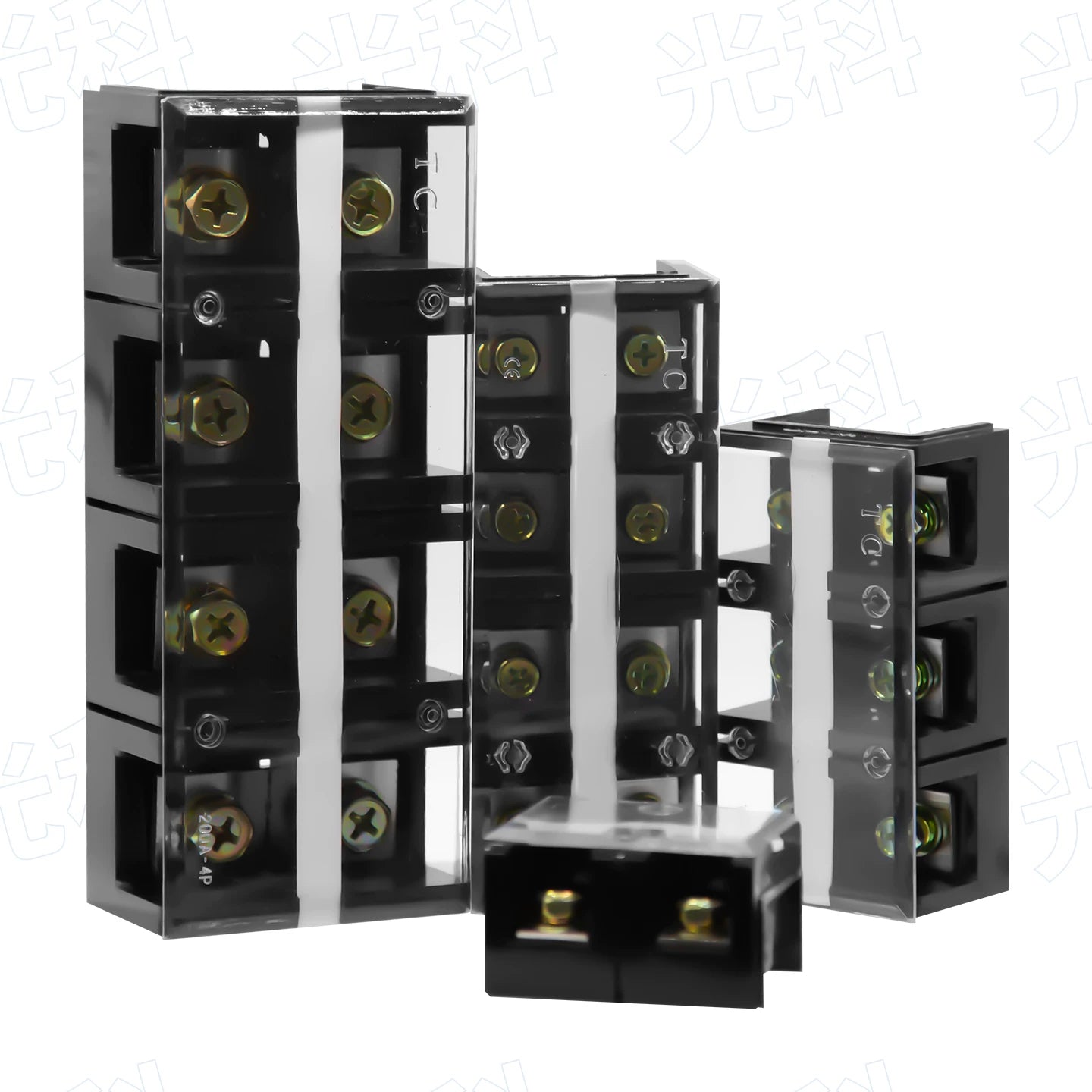 TC Series High Current Fixed Terminal Block, 60A/100A/150A/200A/300A/400A/600A, 600V, 3P/4P, Screw Crimp, Pure Copper Conductor, Industrial Power Distribution Wiring Block