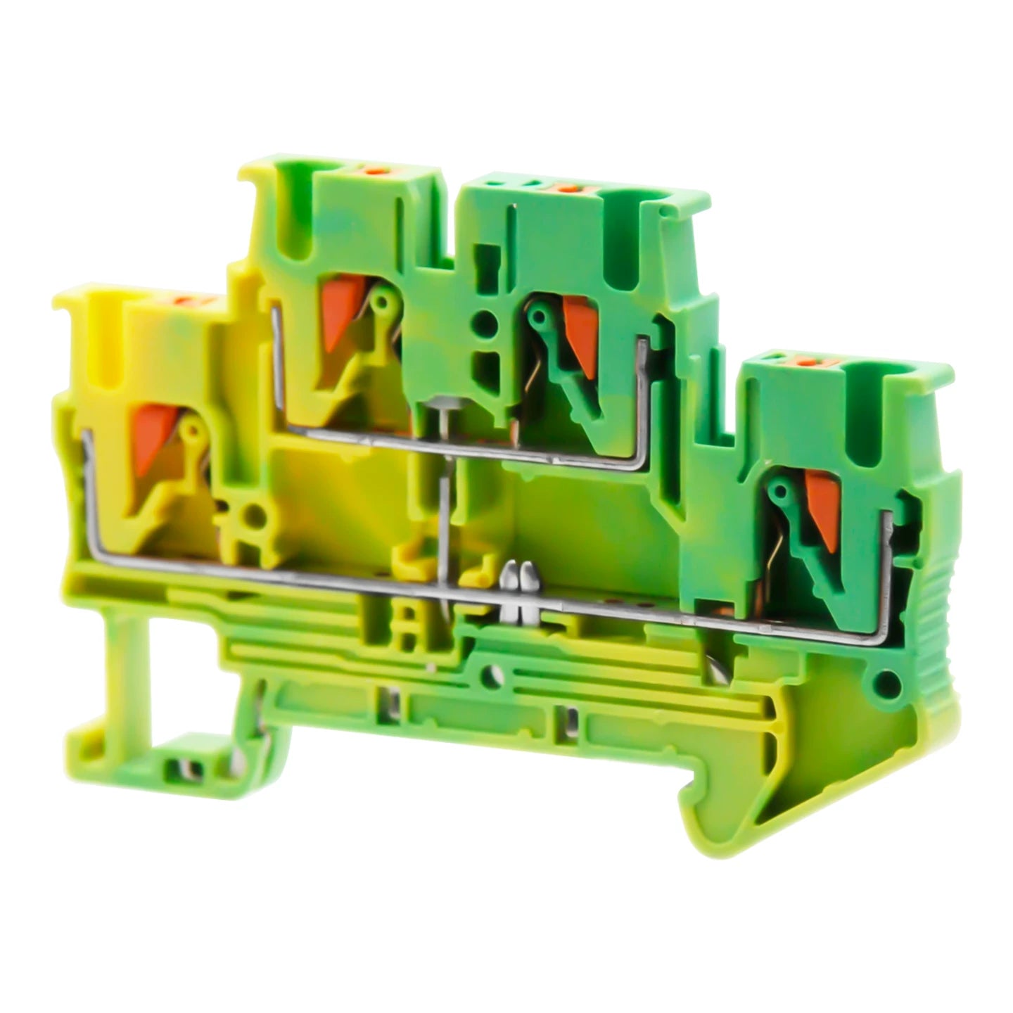 PT2.5‑PE Green‑Yellow Spring‑Cage Ground Terminal Block, Push‑In Copper Modular Protective Earth Terminal
