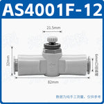 SMC Type J-AS1001F-06 Straight‑Through In‑Line Pneumatic Speed Control Valve, Push‑In Quick‑Plug Air Flow Regulator Throttle Valve