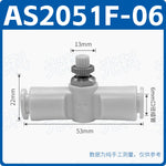 SMC Type J-AS1001F-06 Straight‑Through In‑Line Pneumatic Speed Control Valve, Push‑In Quick‑Plug Air Flow Regulator Throttle Valve