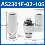 SMC Type J‑AS1301F‑M5‑06 Universal Pneumatic Speed Control Valve, M5×0.8 Male Thread to 6mm Push‑In Fitting, Meter‑Out Exhaust Throttle Valve, 360° Swivel Rotary Flow Controller for Compact Automation