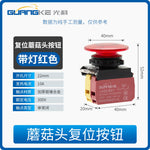 22mm Mushroom Head IP67 Waterproof Self‑Reset Push Button Switch, Red/Green Power Start/Stop Control