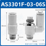 SMC Type J‑AS1301F‑M5‑06 Universal Pneumatic Speed Control Valve, M5×0.8 Male Thread to 6mm Push‑In Fitting, Meter‑Out Exhaust Throttle Valve, 360° Swivel Rotary Flow Controller for Compact Automation