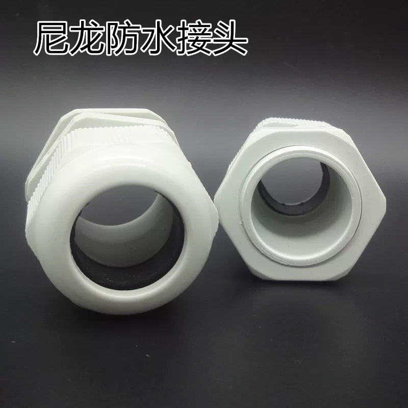 Nylon plastic wire and cable waterproof connector, white plug PG7 9 11 13.5 16 19 21 25