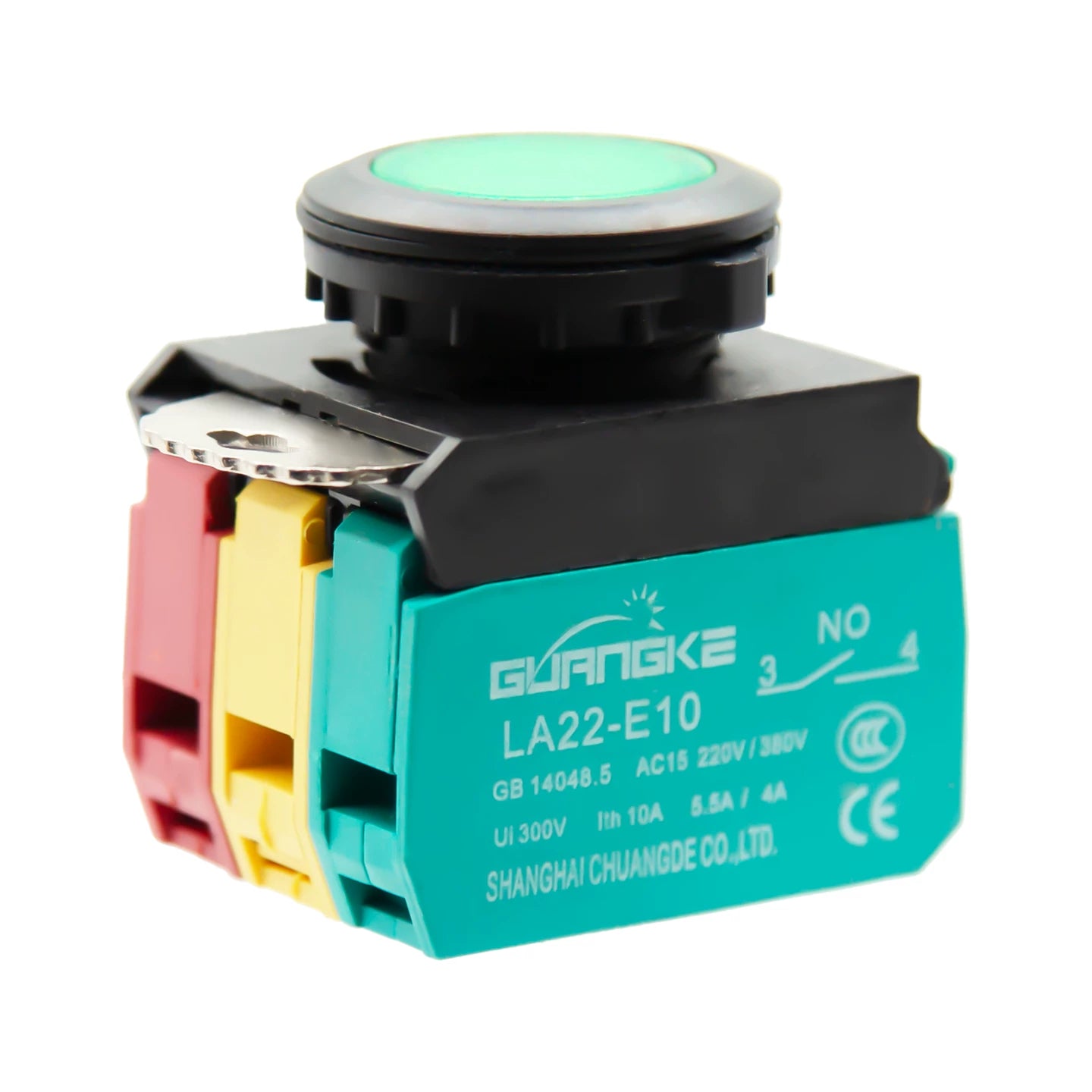 LA22E-10D 22mm IP67 Waterproof LED Illuminated Push Button Switch, Momentary Self‑Reset with Lamp