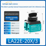 LA22E 22mm IP67 Rotary Switch | 2‑/3‑Position | Black Silver‑Contact Selector