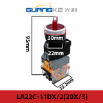 22mm Mounting Hole Knob Switch LA38-11X/2, 2‑Position Self‑Locking / 3‑Position Self‑Reset, Key Knob with LED Indicator, 1NO+1NC Contacts, Industrial Start Switch