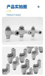 SMC Type J‑AS1301F‑M5‑06 Universal Pneumatic Speed Control Valve, M5×0.8 Male Thread to 6mm Push‑In Fitting, Meter‑Out Exhaust Throttle Valve, 360° Swivel Rotary Flow Controller for Compact Automation