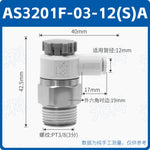 SMC Style AS1201F-M5-04A AS2201F-01-08SA Push-In Pneumatic Speed Control Throttle Valve, Jinye Pneumatic