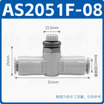 SMC Type J-AS1001F-06 Straight‑Through In‑Line Pneumatic Speed Control Valve, Push‑In Quick‑Plug Air Flow Regulator Throttle Valve