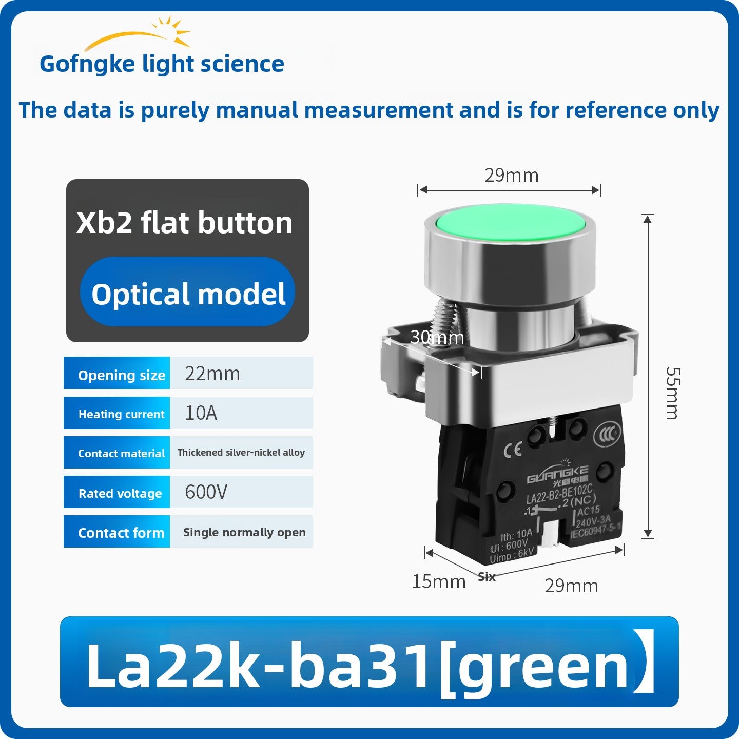 XB2 Series 22mm Push Button Switch, Self‑Reset Momentary / Knob Selector / Emergency Stop, BA31 (Green 1NO) / BA42 (Red 1NC) / BD21 (2‑Position Knob) / BS542 (Mushroom Head E‑Stop), IP65 Industrial Control Switch