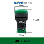 AD16-22DS / AD22B-22DS LED Power Indicator Light, 22mm Panel Mount Highlight Operating Signal Lamp, Wide Voltage AC/DC 6V-380V Industrial Status Indicator