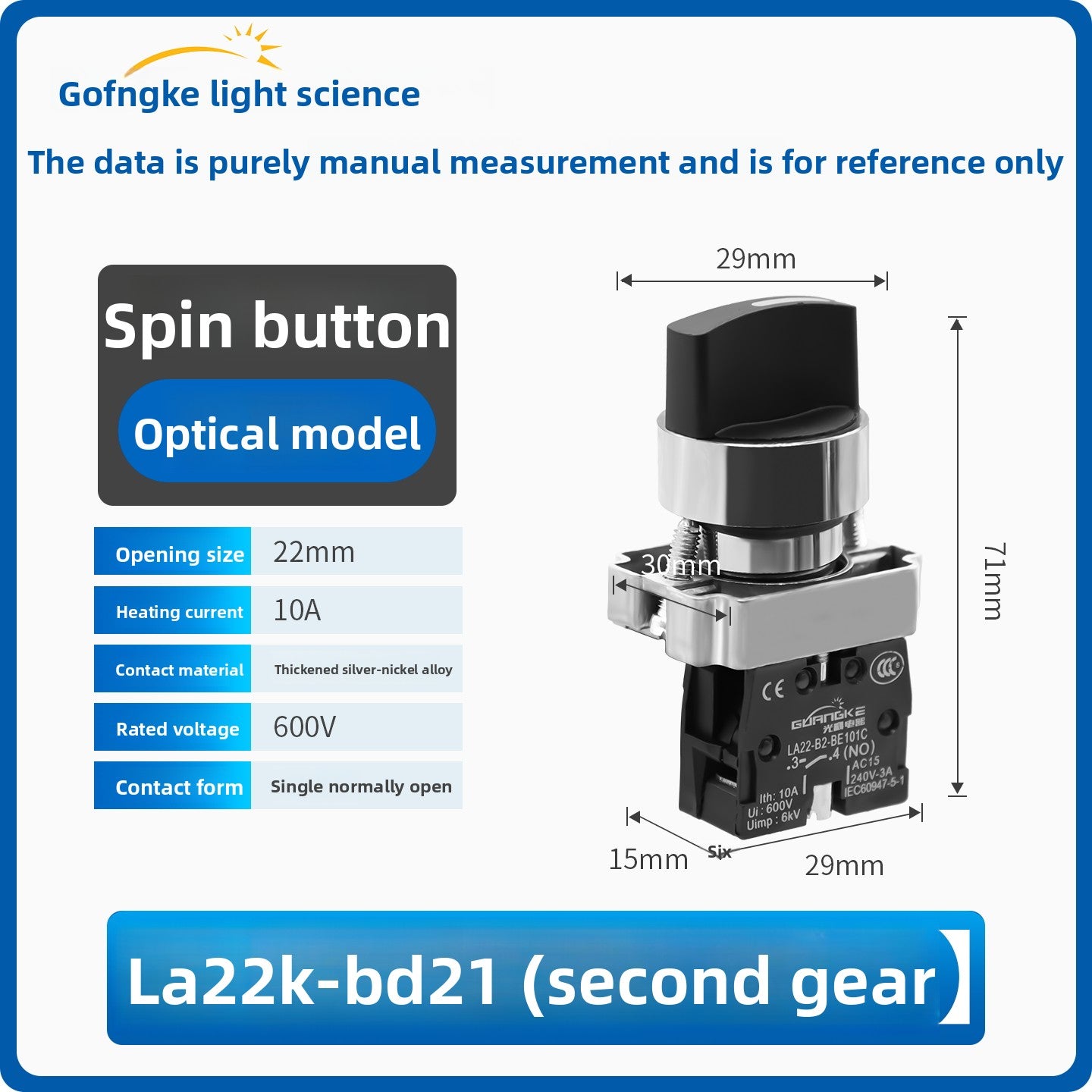XB2 Series 22mm Push Button Switch, Self‑Reset Momentary / Knob Selector / Emergency Stop, BA31 (Green 1NO) / BA42 (Red 1NC) / BD21 (2‑Position Knob) / BS542 (Mushroom Head E‑Stop), IP65 Industrial Control Switch
