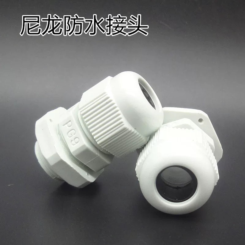 Nylon plastic wire and cable waterproof connector, white plug PG7 9 11 13.5 16 19 21 25
