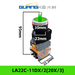 22mm Mounting Hole Knob Switch LA38-11X/2, 2‑Position Self‑Locking / 3‑Position Self‑Reset, Key Knob with LED Indicator, 1NO+1NC Contacts, Industrial Start Switch