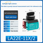 LA22E 22mm IP67 Rotary Switch | 2‑/3‑Position | Black Silver‑Contact Selector