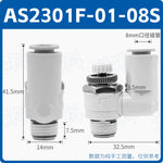 SMC Type J‑AS1301F‑M5‑06 Universal Pneumatic Speed Control Valve, M5×0.8 Male Thread to 6mm Push‑In Fitting, Meter‑Out Exhaust Throttle Valve, 360° Swivel Rotary Flow Controller for Compact Automation