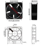 20060 Ball Bearing Axial Cooling Fan AC220V AC380V 200x200x60mm 20cm Ventilation Fan for Cabinet